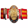 Gold and silver Asia Heavyweight Wrestling Championship replica belt with jeweled plates and satin strap”