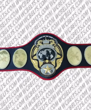 New Japan Pro Wrestling World Heavyweight Championship replica belt with gold-plated brass plates and genuine leather strap
