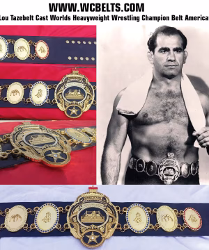Lou Thesz NWA World Heavyweight Wrestling Champion Belt with gold-plated brass plates and genuine leather strap
