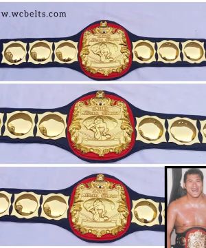 Replica NWA United States Championship Belt with 3D gold-plated brass plates and leather strap