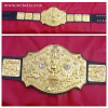 Otto Wanz CWA World Heavyweight Wrestling Championship Belt with gold-plated brass plates and genuine leather strap