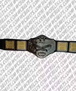 1986 WWF Championship Belt replica with gold-plated plates and genuine leather strap