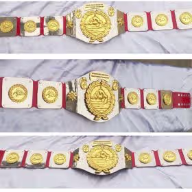 WWWF Champion Belt with brass plates and genuine leather strap