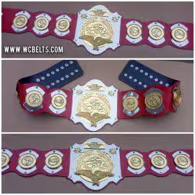 WWWF Intercontinental Championship Title Belt with gold-plated brass plates and genuine leather strap