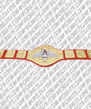 WWWF Heavyweight Wrestling Champion Belt with gold-plated brass and genuine leather strap
