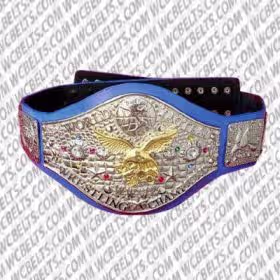 WWWF Championship Belt 1977 with brass plates and genuine leather strap
