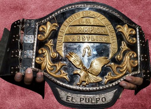 UWA World Light Heavy Weight Jr Champion Belt EL PULPO Universal Wrestling Assoc